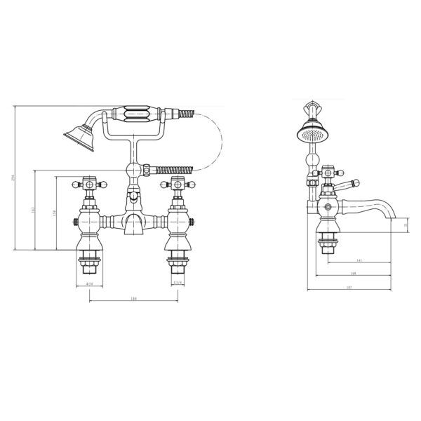 Eastbrook Portobello Bath Shower Mixer Tap With Kit - Chrome - Image 2