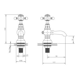 Eastbrook Portobello Basin Pillar Taps - Chrome - Image 2