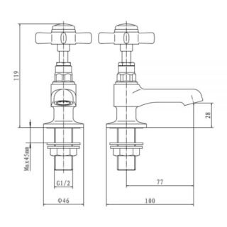 Eastbrook Haymarket Standard Basin Pillar Taps - Chrome - Image 2