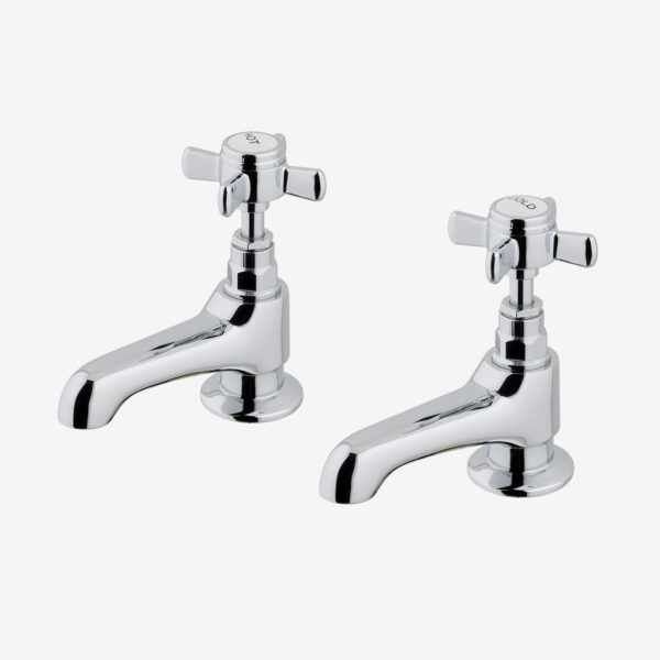 Eastbrook Haymarket Luxury Basin Pillar Taps - Chrome