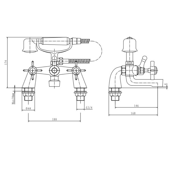 Eastbrook Haymarket Standard Bath Shower Mixer Tap With Kit - Chrome - Image 2