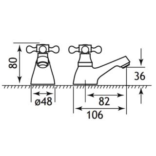 Eastbrook Stenhouse Bath Pillar Taps - Chrome - Image 2