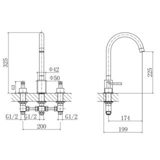 Eastbrook Prado 3 Hole Deck Mounted Basin Mixer Tap - Chrome - Image 2