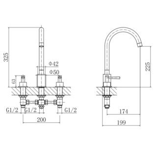 Eastbrook Prado 3 Hole Deck Mounted Bath Filler Tap - Chrome - Image 2