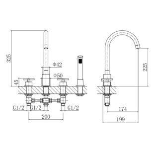 Eastbrook Prado Star 4 Hole Deck Mounted Bath Shower Mixer Tap - Chrome - Image 2