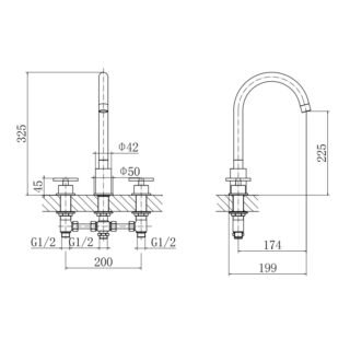 Eastbrook Prado Star 3 Hole Deck Mounted Bath Filler Tap - Chrome - Image 2