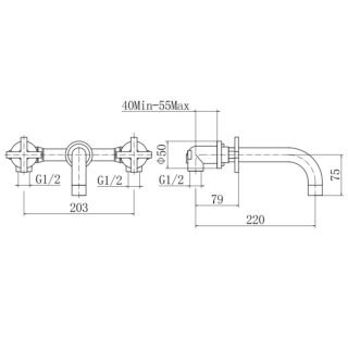 Eastbrook Prado Star 3 Hole Wall Mounted Basin Mixer Tap - Chrome - Image 2