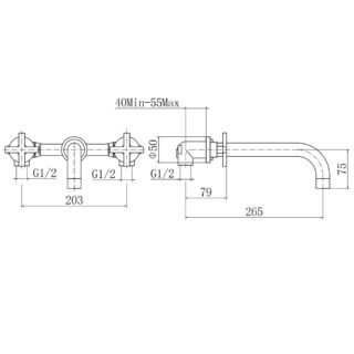 Eastbrook Prado Star 3 Hole Wall Mounted Bath Filler Tap - Chrome - Image 2