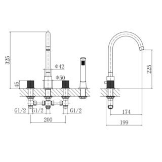 Eastbrook Prado Cylinder 4 Hole Deck Mounted Bath Shower Mixer Tap - Chrome - Image 2