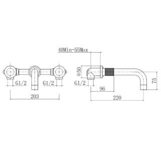 Eastbrook Prado Cylinder 3 Hole Wall Mounted Basin Mixer Tap - Chrome - Image 2