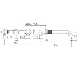 Eastbrook Prado Cylinder 3 Hole Wall Mounted Bath Filler Tap - Chrome - Image 2