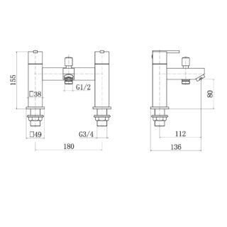 Eastbrook Prado 600 Bath Shower Mixer Tap With Kit - Image 2