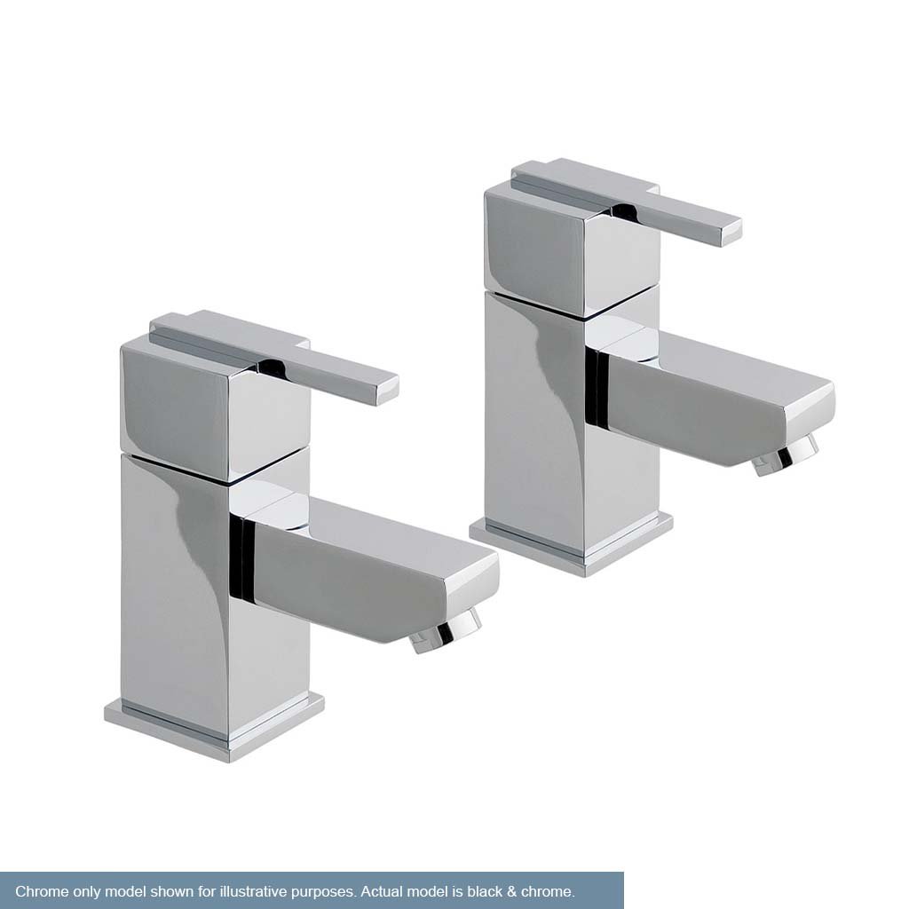 Eastbrook Prado 600 1/4 Turn Basin Pillar Taps - Chrome/Black