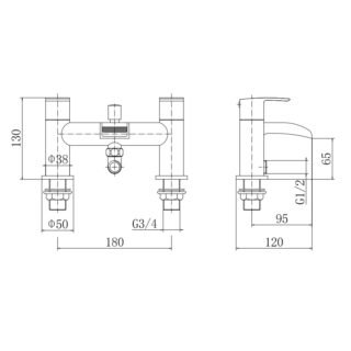 Eastbrook Aston Bath Shower Mixer Tap With Bracket, Handset And Hose - Image 2