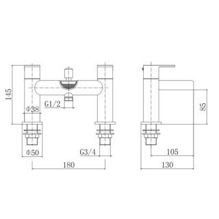 Eastbrook Ledwell Bath Shower Mixer Tap With Handset And Hose - Image 2