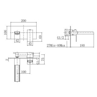 Eastbrook Chetwode Wall mounted Basin Mixer Tap - Image 2