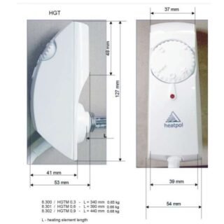 Eastbrook Horizontal Type C Thermostatic Heating Element With Rad Stat - 300W To 600W - Chrome - Image 2