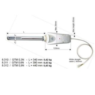 Eastbrook Vertical Type C Thermostatic Heating Element With Rad Stat - 300W - Chrome - Image 2