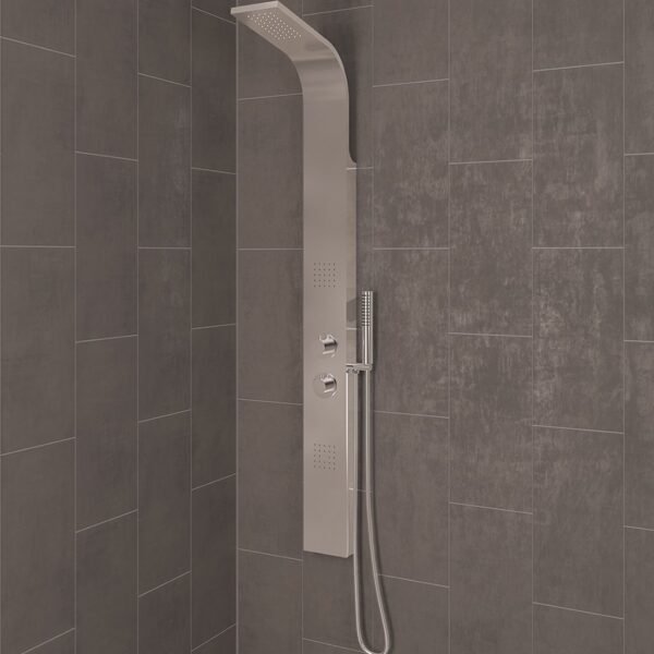 Eastbrook Conway Shower Panel With Thermostatic Valve, Body Jets, Round Shower Handset & Hose - Chrome