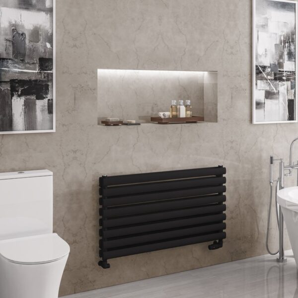 Eastbrook Tunstall Double Designer Heated Towel Rail - Matt Black - Image 2