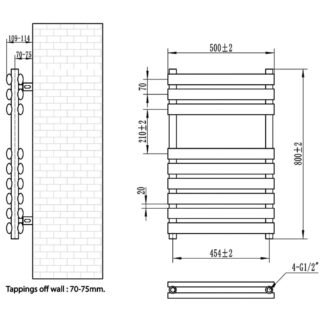 Eastbrook Tunstall Double Designer Heated Towel Rail - Matt Black - Image 11