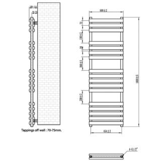Eastbrook Tunstall Double Designer Heated Towel Rail - Matt Black - Image 15