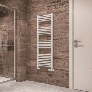 Eastbrook Wingrave Straight Heated Towel Rail - Gloss White - Image 3