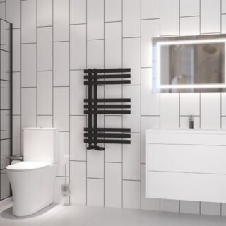 Eastbrook Hurley Straight Designer Heated Towel Rail - Matt Black - Image 2