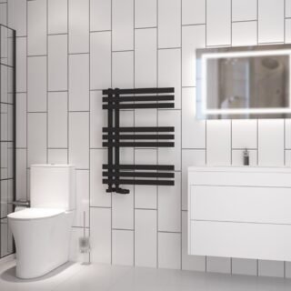Eastbrook Hurley Straight Designer Heated Towel Rail - Matt Black - Image 3