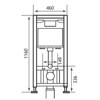 Eastbrook Pneumatic Concealed Cistern With Toilet Frame - 1160mm x 460mm - Image 2