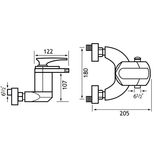 Eastbrook Falmouth Wall Mounted Bath Shower Mixer Tap With Kit - Chrome - Image 2
