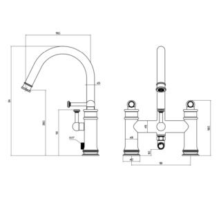 Eastbrook Newlyn Deck Mounted Bath Shower Mixer Tap With Kit - Chrome - Image 2