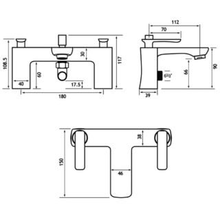 Eastbrook Helston Deck Mounted Bath Shower Mixer Tap With Kit - Image 3