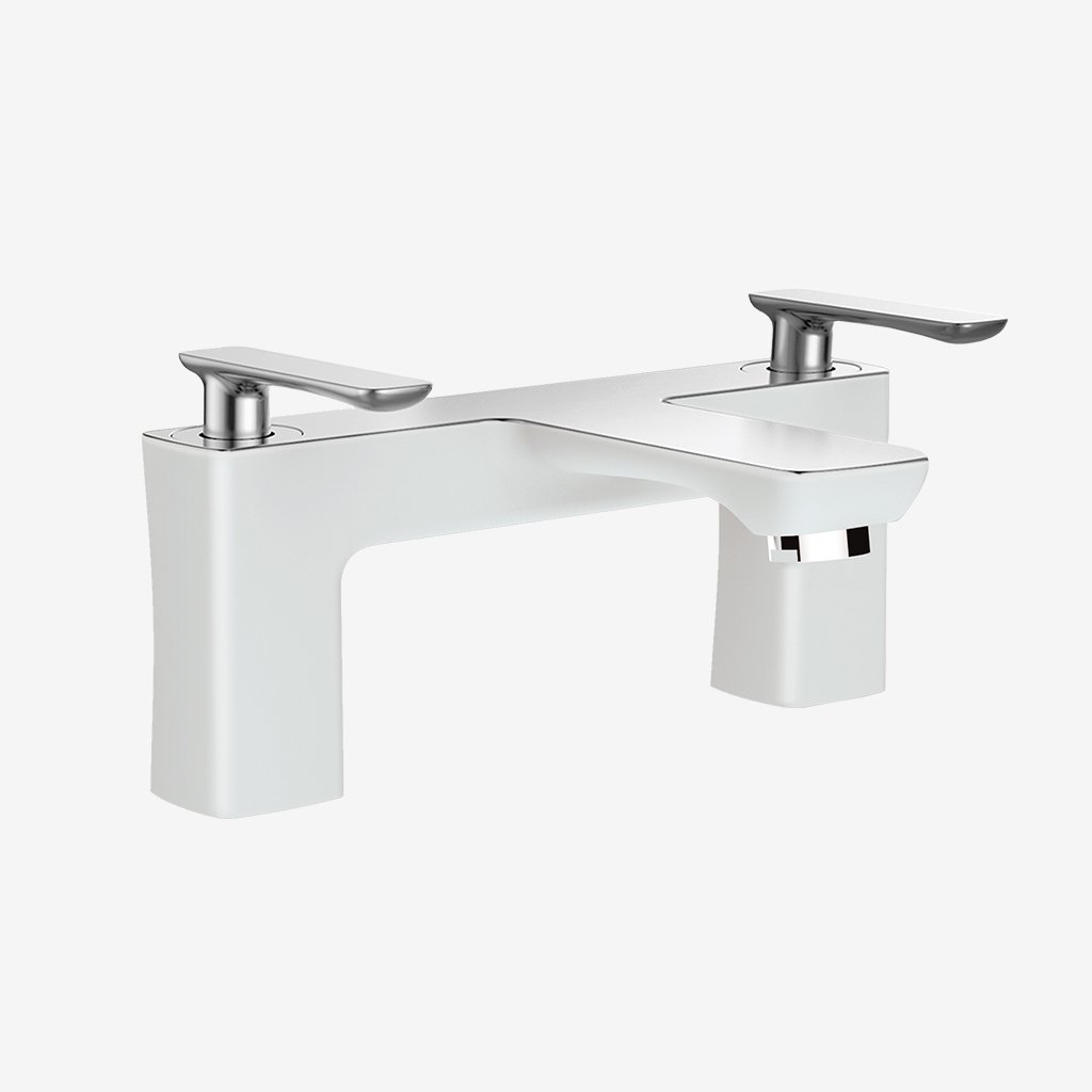 Eastbrook Helston Deck Mounted Bath Filler Tap - Chrome/Gloss White