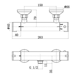 Eastbrook Round 1 Outlet Thermostatic Bar Shower Valve - Image 2