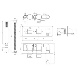 Eastbrook Square Horizontal 2 Outlet Thermostatic Concealed Shower Valve With Handset And Hose - Image 2