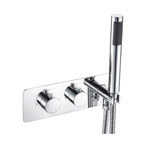 Eastbrook Round Horizontal 2 Outlet Thermostatic Concealed Shower Valve With Handset And Hose