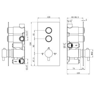 Eastbrook Round 1 Outlet Thermostatic Concealed Shower Valve With Double Push Button - Image 2