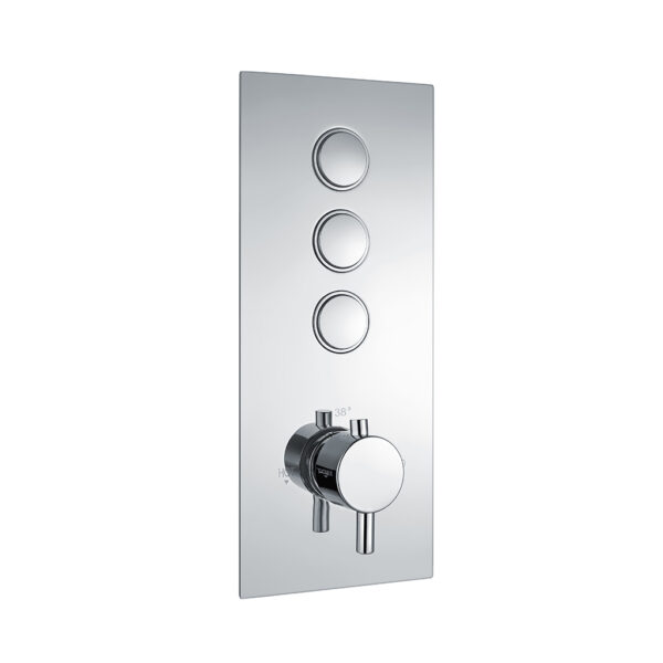 Eastbrook Round 3 Outlet Thermostatic Concealed Shower Valve With Double Push Button - Chrome