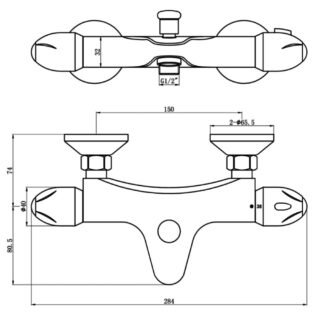 Eastbrook Cotswold Wall Mounted Thermostatic Bath Shower Mixer Tap - Chrome - Image 2