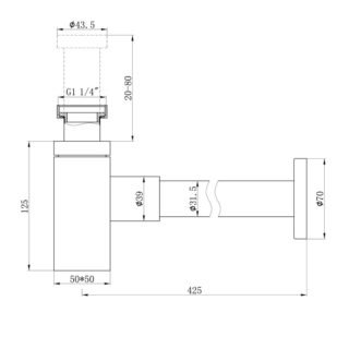 Eastbrook Square Bottle Trap And Extension Tube - Chrome - Image 2