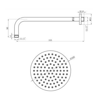 Eastbrook Traditional 8 Inch Shower Head And Arm - Chrome - Image 2