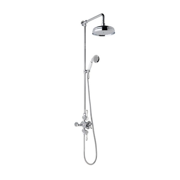 Eastbrook Traditional Thermostatic Exposed Shower Kit - Chrome/White