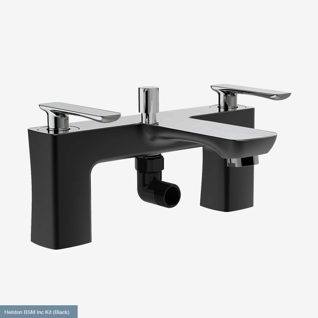 Eastbrook Helston Deck Mounted Bath Shower Mixer Tap With Kit - Chrome/Matt Textured Black