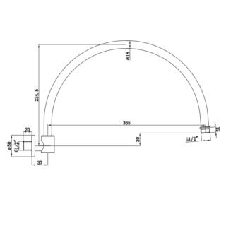 Eastbrook Swivel Curved Shower Arm - 365mm Long - Chrome - Image 2