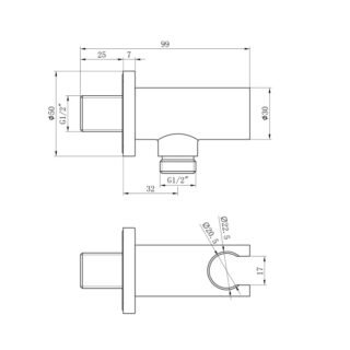 Eastbrook Round Wall Outlet Elbow With Shower Holder - Image 2