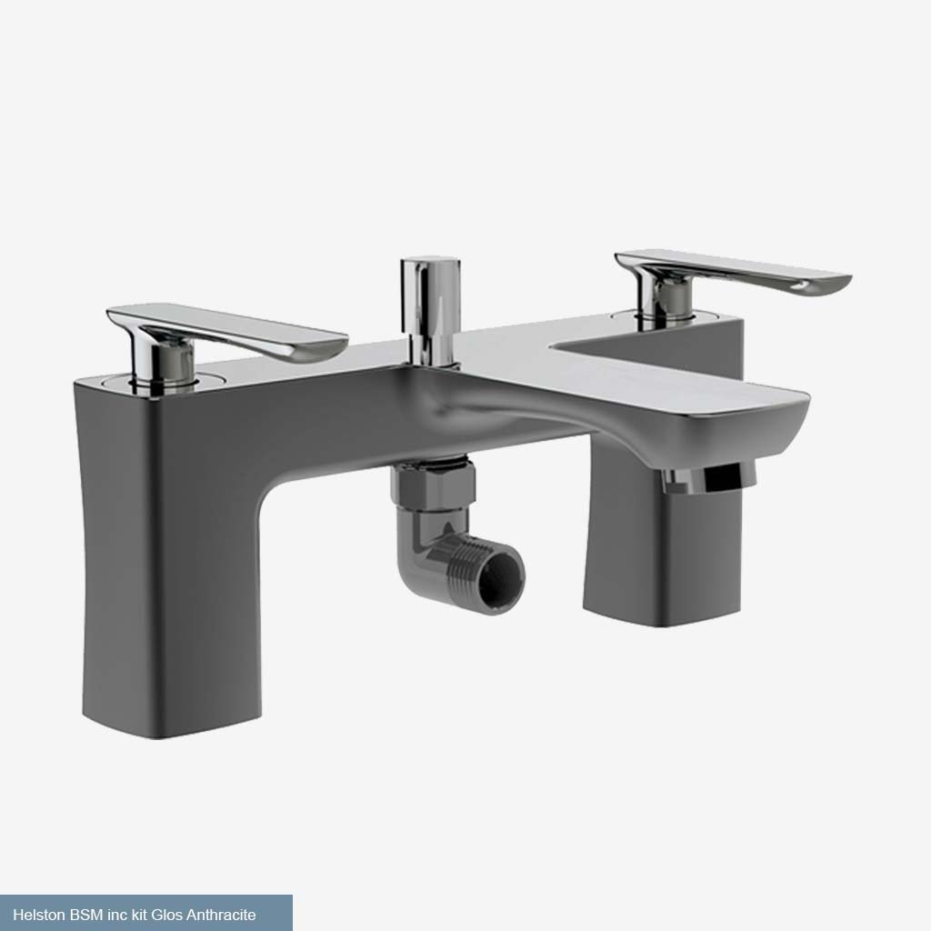 Eastbrook Helston Deck Mounted Bath Shower Mixer Tap With Kit - Chrome/Anthracite