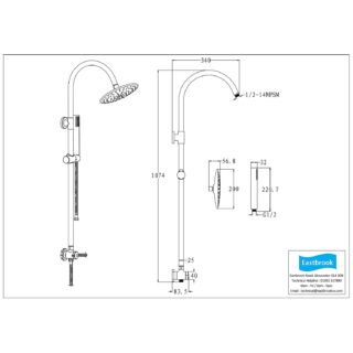 Eastbrook Breeze Rigid Riser Kit With Shower Handset, Hose And Outlet Elbow - Chrome - Image 2