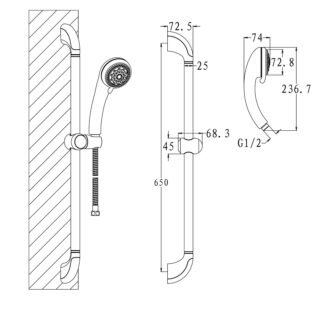 Eastbrook Slide Riser Kit With Multiple Function Shower Handset, Hose And Outlet Elbow - Chrome - Image 2