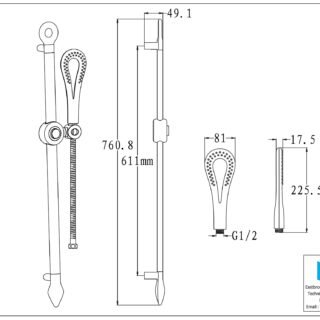Eastbrook Needle Slide Riser Kit With Needle Shower Handset And Hose - Chrome - Image 2